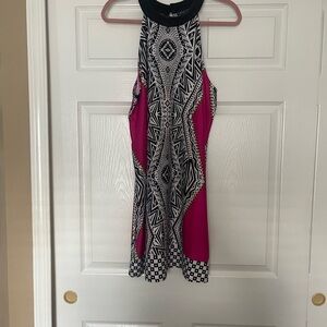 VENUS Black and White Halter Dress